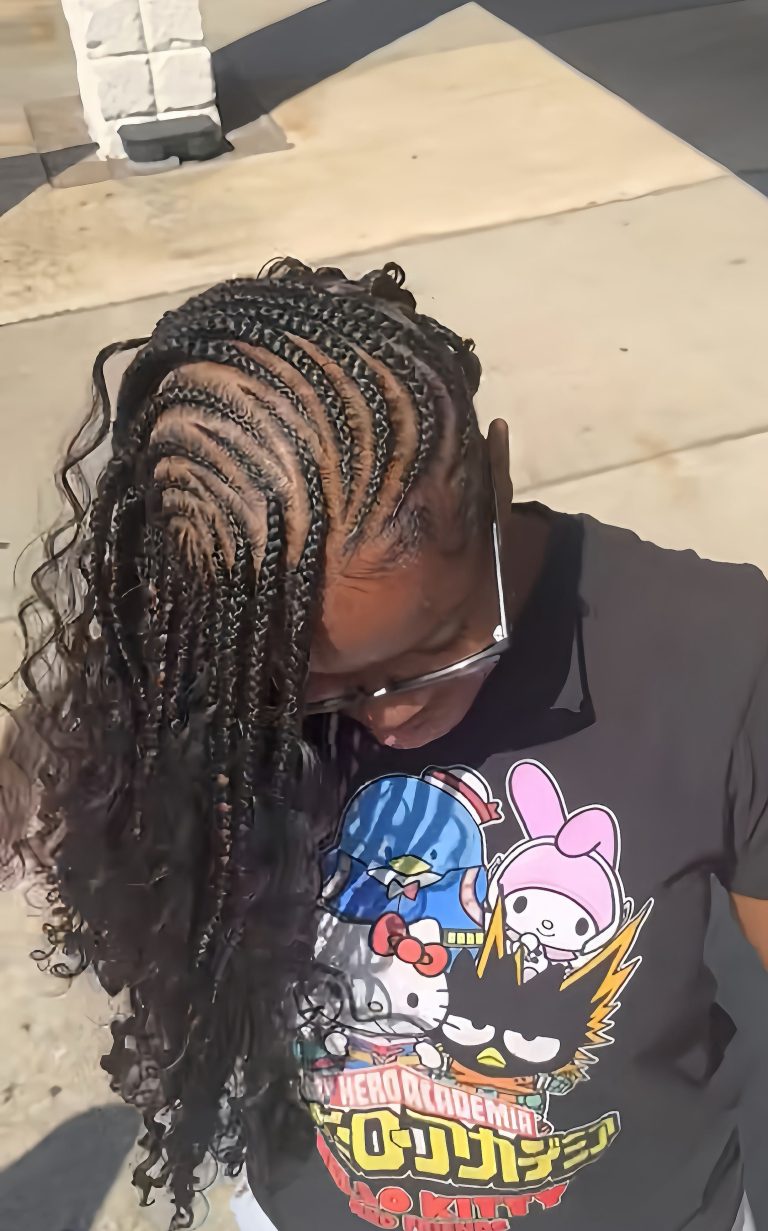 Braiding hairstyle at Tracy's Beautique salon